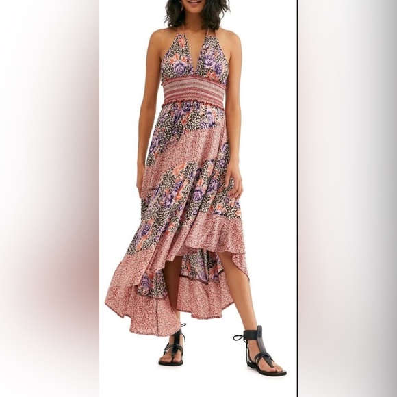 Free People Intimately Floral Print Gabriela Halter Boho Midi Dress Small SP - Picture 1 of 10